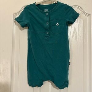 Rags to Raches Green Short Essentials Romper 12-18 Months